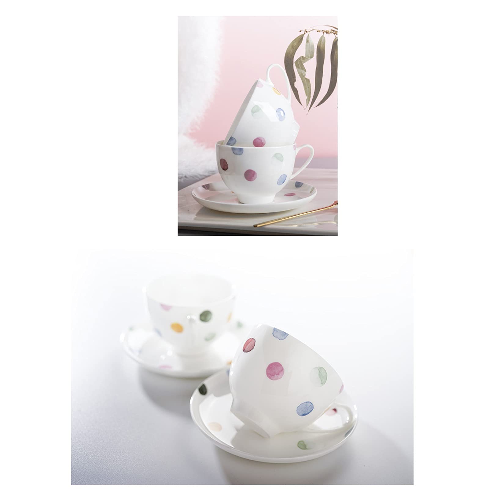 Taza de café Bone China, Taza de café con platillo, té de la Tarde, Taza de café de cerámica Fresca y Sencilla para el hogar, Taza de café de 250ML