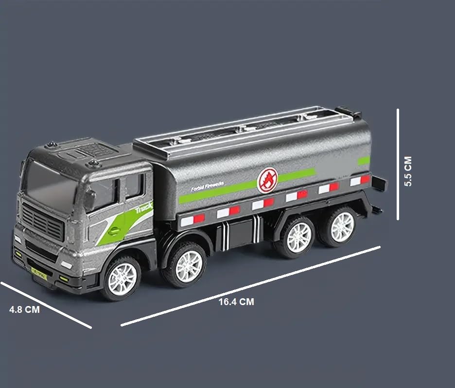 Image of Unbreakable Friction Power Fuel Truck Die cast Alloy Model Water Tanker Toy for 3+ Years Old Kids Boys Girls Engineering Construction Vehicle