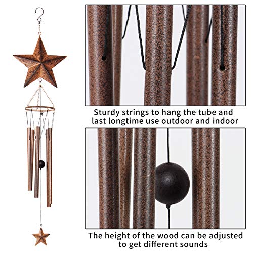 Epartswide Wind Chimes,Star Wind Chimes For Outside With 5 Hollow Aluminum Tubes, Rustic Wind Chime Hanging Decor For Garden Patio Yard #TOP2