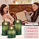 AnnSpa 3 Set Grün LED Kerzen Batteriebetriebene mit Fernbedienung，Flammenlose Echtes Wachs Flackern Moving Wick Flackern Amber Yellow Light Pillar Candles，Unscented Wachs für Geschenk/Dekoration