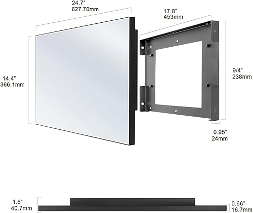 Miniatura 8 de Soulaca Espejo inteligente de 27 pulgadas con marco de color marfil antiguo, resistente al agua, IP65, spa, chimenea, montaje en pared, decoración