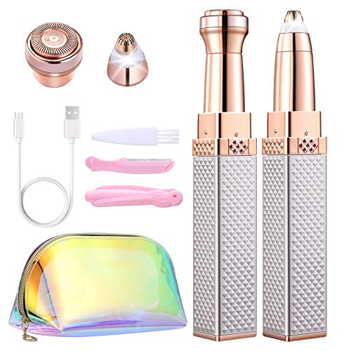 Eyebrow Trimmer & Facial Hair Removal 2 in 1 - Eyebrow Razor Women Face Shavers Rechargeable - Facial Shaver for Women's Face - Hair Removal Epilator for Women Facial Hair, Eyebrows, Chin, Lips