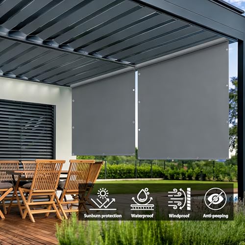 Voile d'ombrage imperméable Lar rectangulaire gris foncé 4x8m pour jardin
