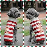 SKXEO Weihnachten Hund Pullover Kostüm, Neujahr Haustier Kostüm warm Winter Pullover gestrickt Weihnachten Haustier Kleidung für Welpen Katze Hunde (Gestreifter Lebkuchenmann-Pullover, S)