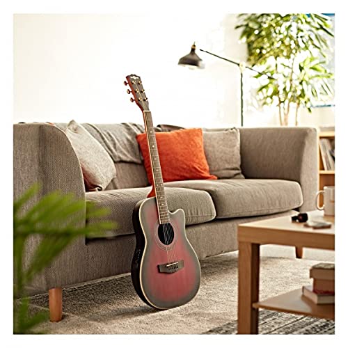 Guitare électro-acoustique Roundback de Gear4music Red avec accessoires - Les Beatles, Paul McCartney, John Lennon, RIngo Starr, George Harrison Guitare électro-acoustique Roundback de Gear4music Red avec accessoires – Image 3