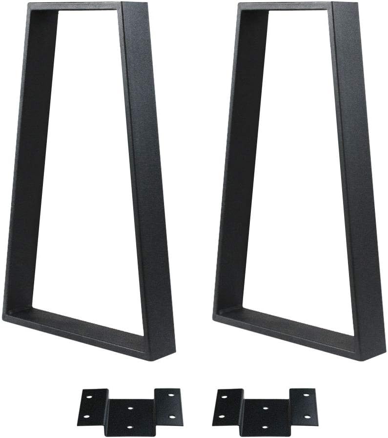 QLLY Trapezoid Metal Legs, Coffee Table Leg, End Table Leg, Furniture Leg Set, Set of 2 (16 inch, Black)