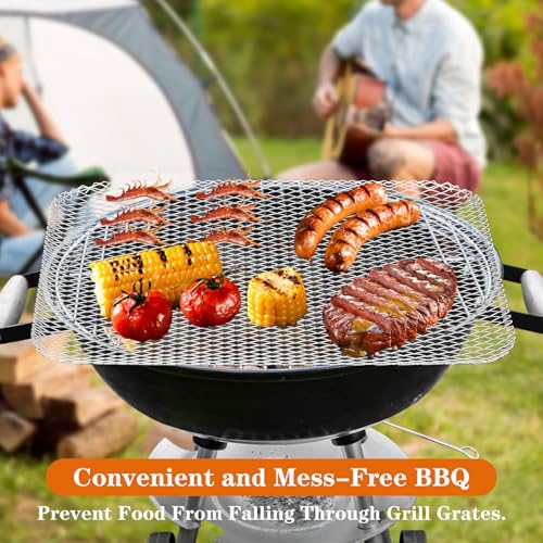 aglehome Grill Topper, Grill BBQ Disposable Grill Toppers, 20 Pack Grill Topper for Outdoor Grill Disposable Grilling Liners Prevent Food from Falling Through Grill Grates - 15.3x12 Inch