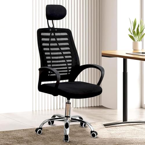 Image of Casa Copenhagen,Mesh Office Desk Chair,Rocking Chairs Ergonomic Computer Chair Adjustable High with Headrest and Comfortable Armrest Swivel Chair - Rich Black & Black Handle