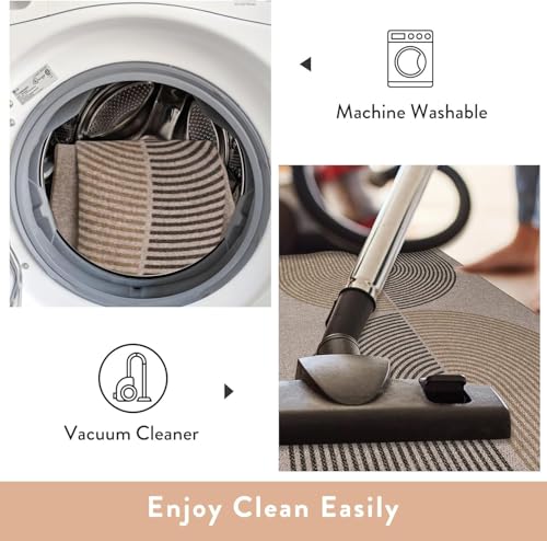 JaeMoose Outdoor & Indoor moderner, einfacher Teppich, Terrassenteppich, waschbarer für den Eingangsbereich, Bauernhaus, rutschfeste Fußmatte für den Innenbereich (Natur, 160 x 230 cm)