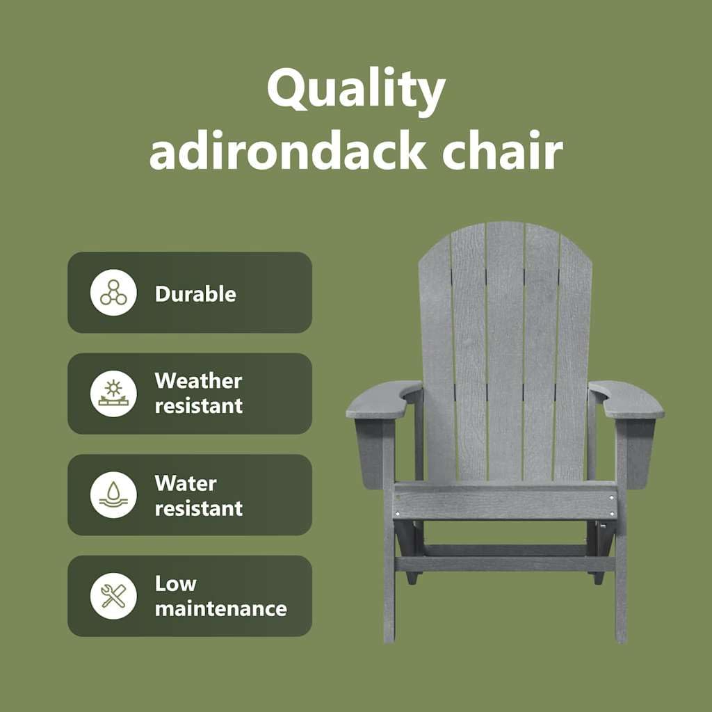 vidaXL Chaise Adirondack Gris Clair 82 x 74 x 92 cm HDPE, Chaise Adirondack, mobilier de Jardin Moderne, Salon extérieur stylé, Fauteuil détente, relaxez-Vous à l'extérieur