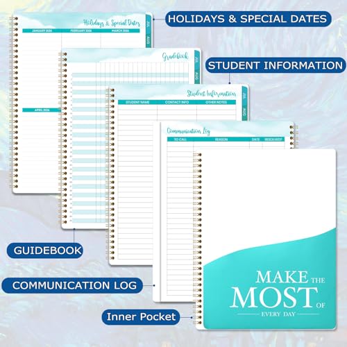 Image of Teacher Planner 2026-2027 - Academic Lesson Planner, Jul 2026 - Jun 2027 | Weekly & Monthly Planner, 12 Colorful Monthly Tab, Premium Paper, Inspirational Quotes, Helps Better Teaching, 8.5 inch x 11 inch