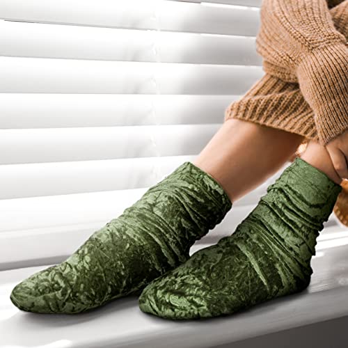 Bencailor 4 Pairs Artificial Velvet Socks Handmade Women's Socks Luxurious Socks Winter Solid Sock For Women Girls (Orange, Green, Silver, Blue) #TOP5