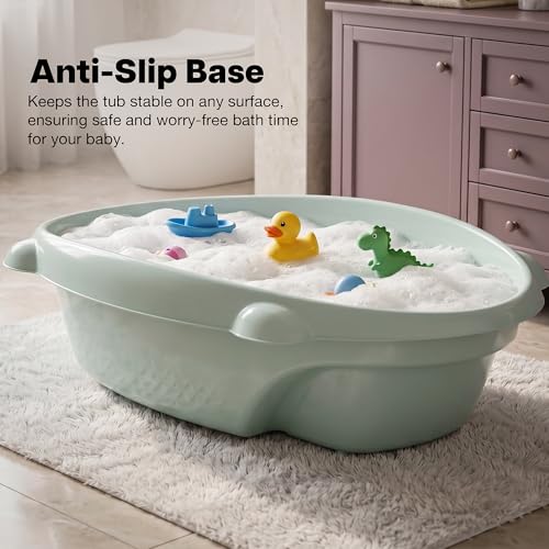 Image of Baybee AquaHug Baby Bath Tub for 0 to 5 Years | Ergonomic Bath Tub for Kids with Anti-Slip Base & Quick Drains | Sitting & Lying Babies Bather & Baby Bathing Tub for Boys Girls (Blue)
