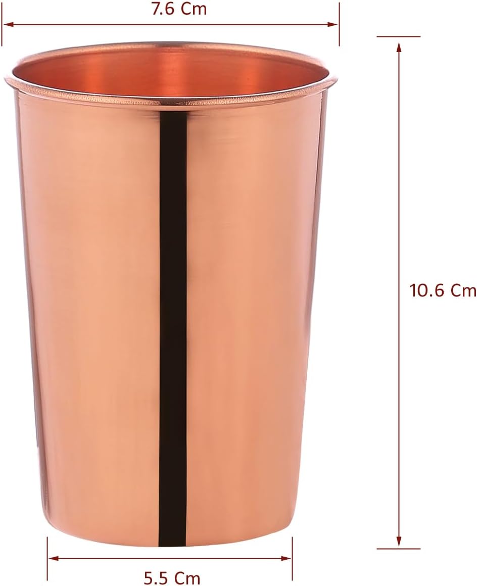 Copper Cups Set of 2, Pure Copper Drinking Cups & Copper Tumbler 10.14 Oz (300 mL) Handmade for Ayurveda Health Benefits, Ayurvedic Copper Cups, Health-Boosting Copper Water Cups - Image 5