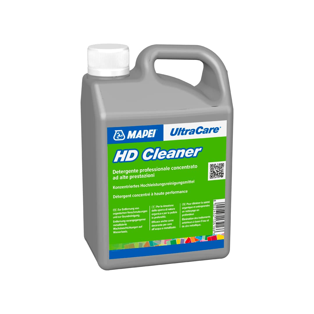 MAPEI Ultracare HD CLEANER, Detergente alcalino concentrato per puliza profonda e sgrassatura, Tanica 1 Lt.