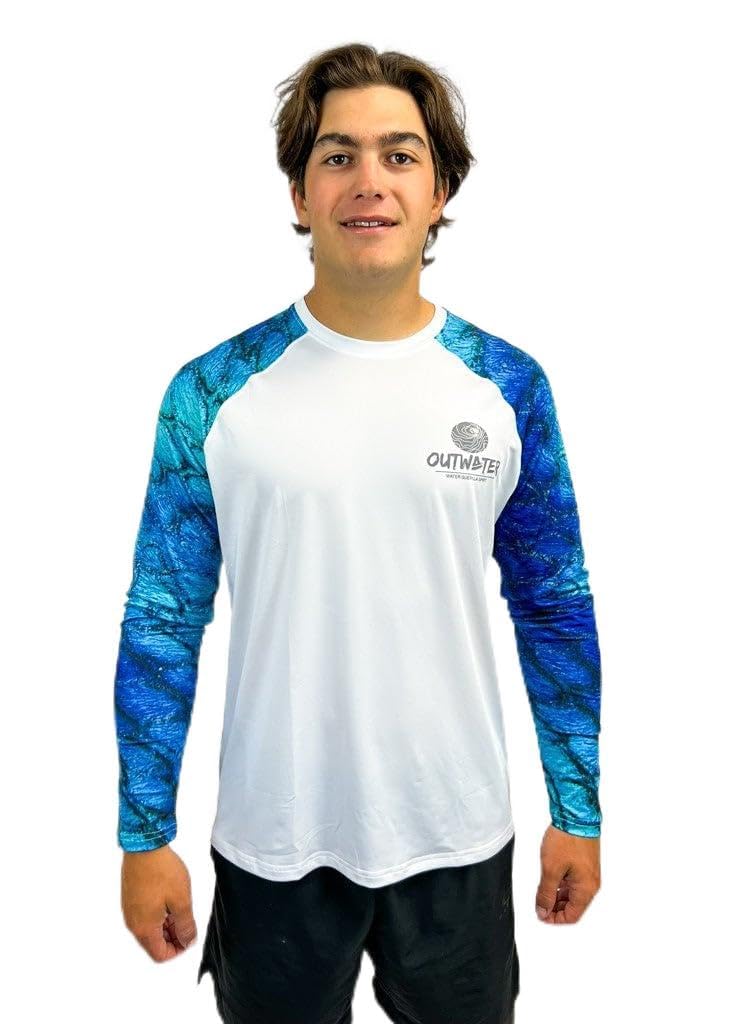 OUTWATER Camp One Fish Scale– Camiseta de pesca para hombre, protección solar, antirrayos UV, manga larga, UPF50+ | Pesca, Barco, Outdoor