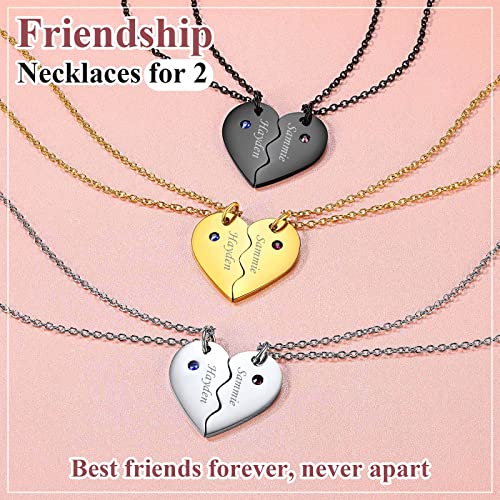 FindChic Personalized Matching BFF Necklace for 2/3/4/5/6 Puzzle Name Heart Pendant Stainless Steel Couple Necklace Set Customized Necklaces for Teen Girls4