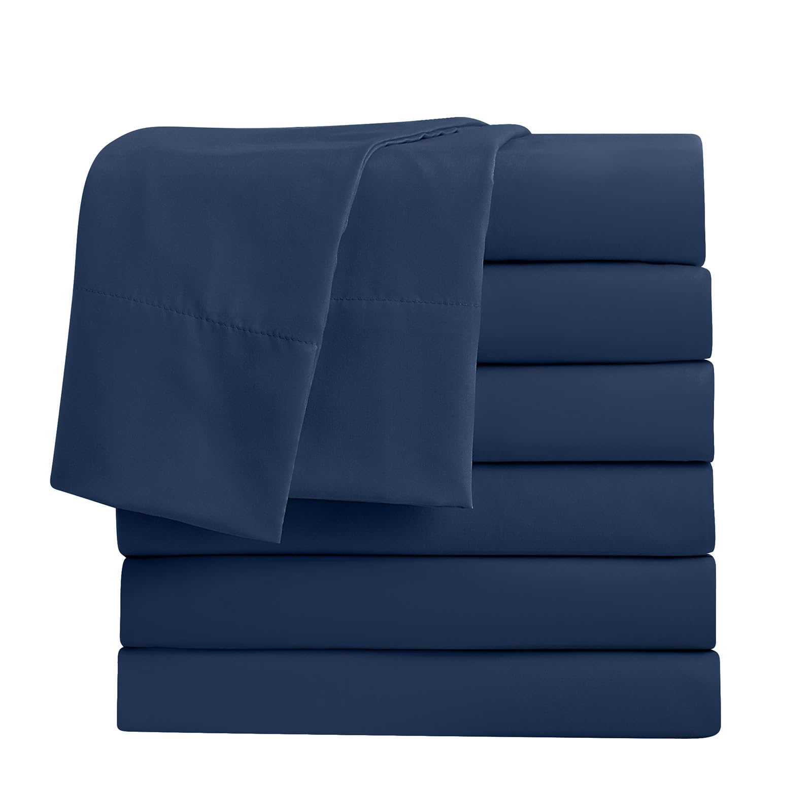 freshculture twin flat sheets only, pack of 6, soft microfiber bedding sheets for home, salons, hotels, bulk flat sheets only twin size (navy blue)