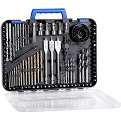 AVID POWER Drill Bit Set, Titanium Twist Brad Point Driver Bits, Drill and Screwdriver Bits Combo Kit with Case for Metal, Wood, Concrete and Masonry, 100 Pieces-Blue