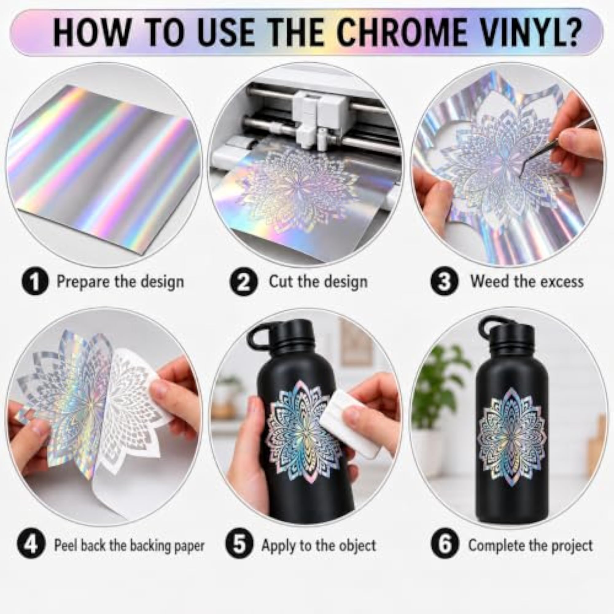 Silver Rainbow Vinyl Sheet for Self Adhesive Craft