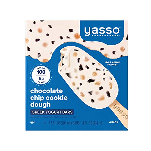 Yasso Frozen Greek Yogurt Bars Chocolate Chip Cookie Dough, 4-Count Box (Case of 8)