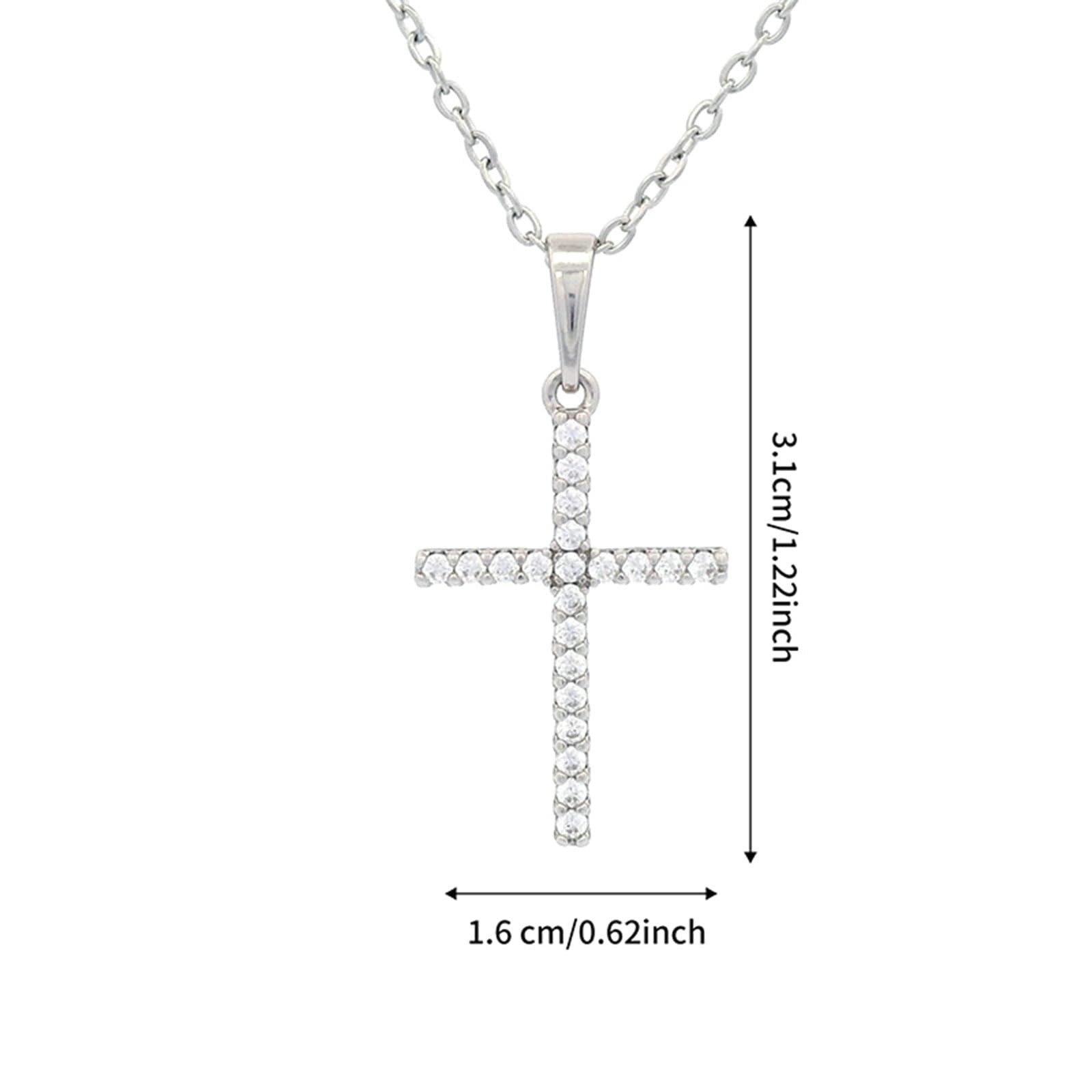 Naszyjnik białe złoto 18K Au750 z moissanit, zawieszka w kształcie krzyża 45 cm