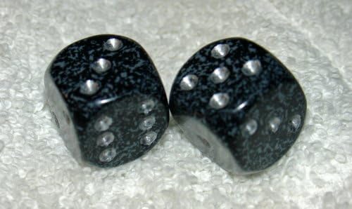 Black with Silver Dots Speckled Dice Pair