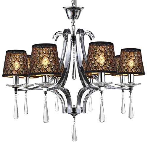 YISUN Kleine Lampenschirme 6er Set Lampenschirm Hängelampe Tischlampe Wandleuchte Stehlampe, PVC Kristall Kronleuchter Lampenschirme für Küche Schlafzimmer Nachttisch Wohnzimmer (Tiefschwarz)