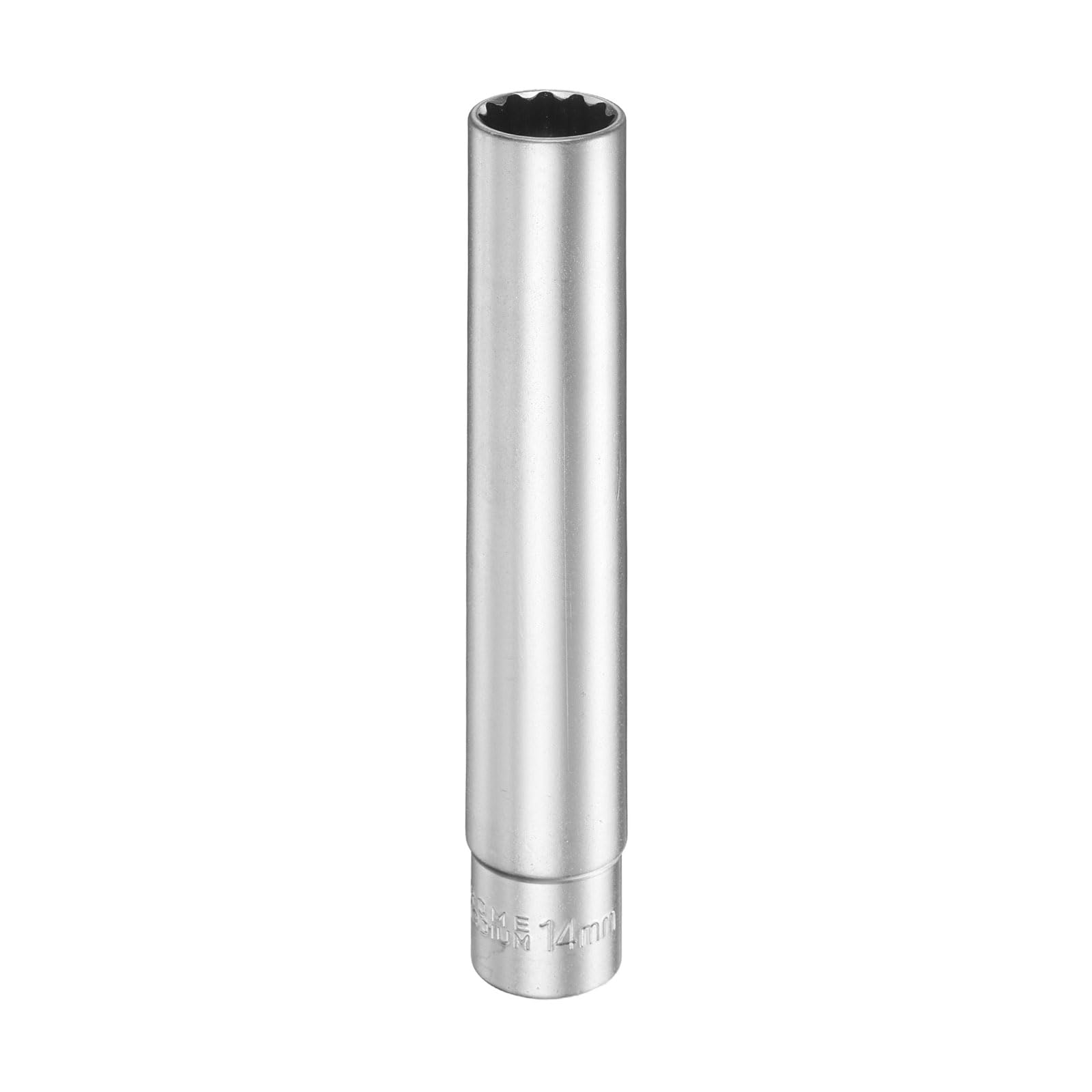 sourcing map 12 Points Deep Socket 3/8" Drive 14mm Deep Metric CR-V Steel Polished Nickel Plating Flip Sleeve 120mm / 4.7" Extra Long Socket Tool for Home Auto Nuts Bolts Repair — image 1