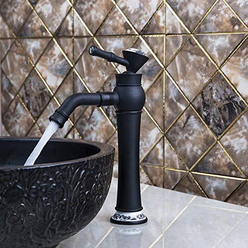 Mitigeur de lavabo noir frotté bronze avec poignée diamant FANDIAO