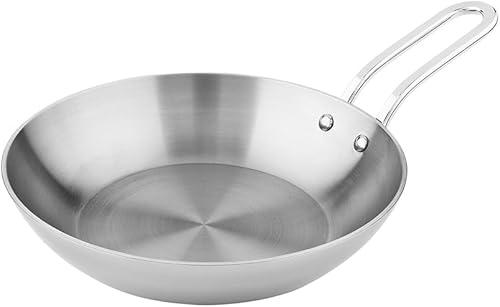 Miniatura 2 de Restaurantware Mini sartén de 6.5 pulgadas, 1 sartén curvada, resistente a las manchas con mango de acero inoxidable plateado, apto para