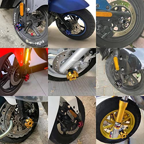 Modengzhe 2 Pcs 6-Hole Aluminum Motorcycle Frame Slider Wheel Crash Protector Motorbike Falling Protection Front Fork Cup Moped Scooters Accessories (Black & Yellow) #TOP5