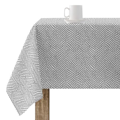 Nappe résinée antitache Alejandrie gris protège table rectangle rectangle