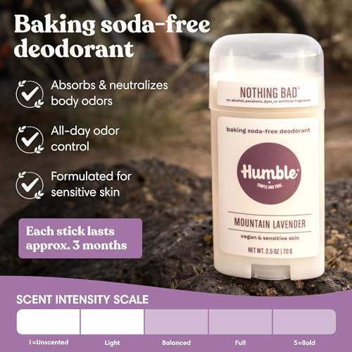 Image of Humble Aluminum-Free Deodorant, Mountain Lavender - 1 Pack | Baking Soda-Free, Clean, Fresh, Natural, Essential Oils, Sensitive Skin, Long-Lasting Odor Control, Cruelty-Free, Men & Women