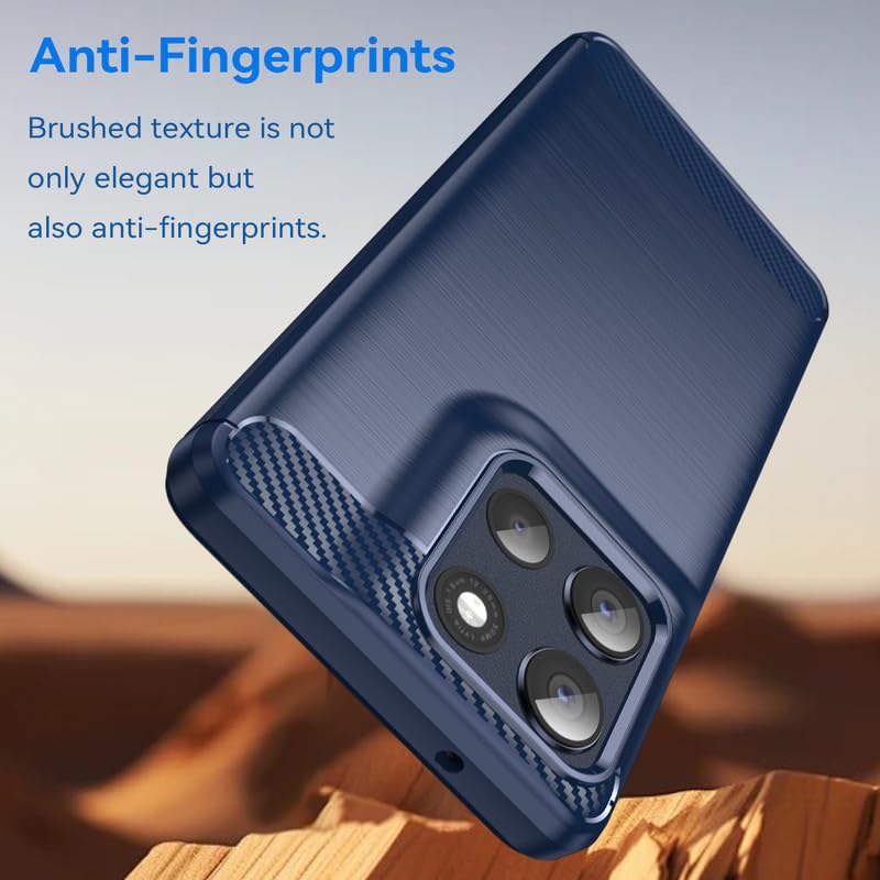 Image of Hybrid Carbon Fiber Back Case for Motorola Moto G86 Power 5G / G86 5G (Blue)