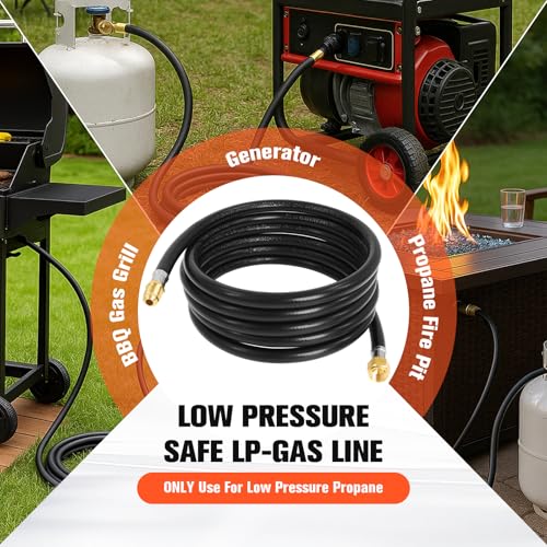 Image of Wadoy 3 /8 inch Propane Extension Hose 12FT, 3 /8 inch Male & Female Brass Flare Fittings Low Pressure Safe Flexible LP-GAS Line for BBQ, Heater, Fire Pit, Generator & RV