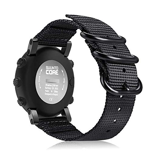 Fintie for Suunto Core バンド ベルト スポーツバンド 交換用ストラップ ウォッチベルト ソフト ナイロン製 調節可能 通気 おしゃれ（１ブラック）