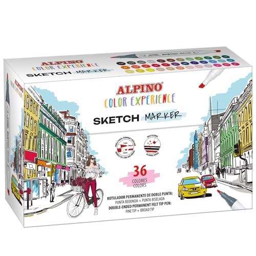 Rotuladores artísticos permanentes de base alcohol | Perfectos para Manga, Comic, diseño e ilustradores | 36 colores | Doble punta: punta fina de 1mm; punta biselada de 6 mm.