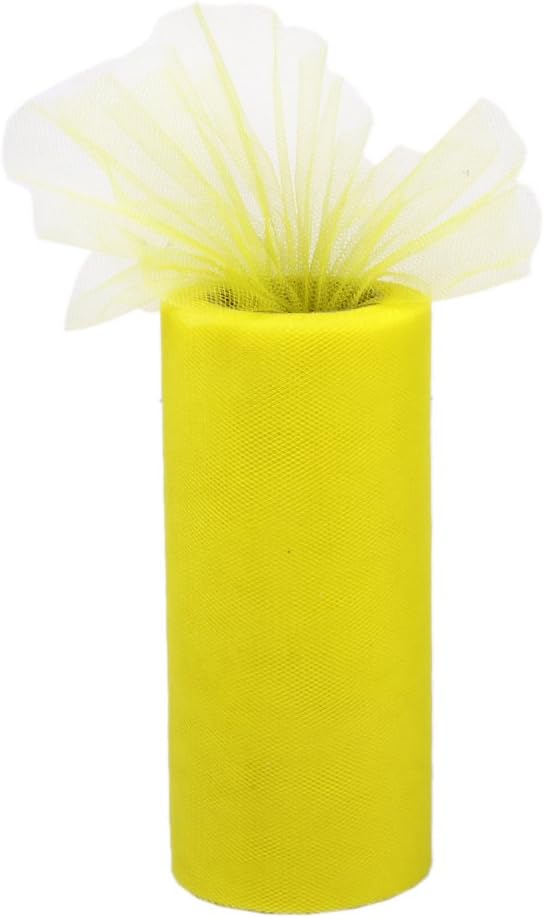 Generic 6"x 25yd Tulle Roll Spool Tutu Wedding Bow Fabric Banquet Decor - Yellow-15012598MG