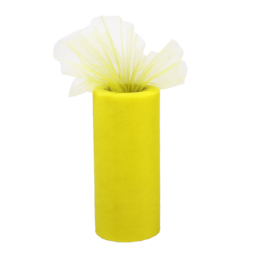 Generic 6"x 25yd Tulle Roll Spool Tutu Wedding Bow Fabric Banquet Decor - Yellow-15012598MG