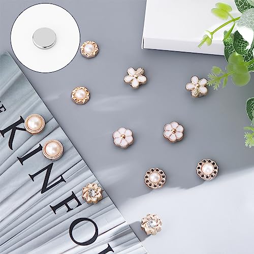 NEWITIN 15 Pairs Magnetic Stud Earrings for Women Clip on Earring Magnet Studs Inlaid Cubic Zirconia Pearl Stud Earring Fashion Non Piercing Magnetic Earrings for Women3