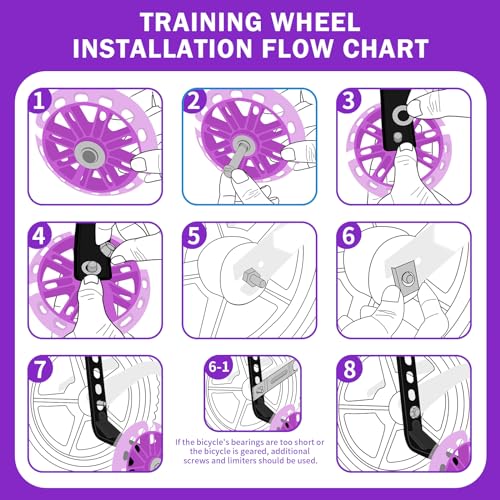 Image of HAWENS Bike Training Wheels Mute Flash Wheels with Adjustable Bicycle Stabilizer Mounted Kit Compatible for 12 14 16 18 20 inch Single Speed Bike