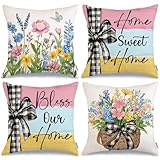 GEEORY Juego de 4 fundas de almohada florales de primavera, G693-18