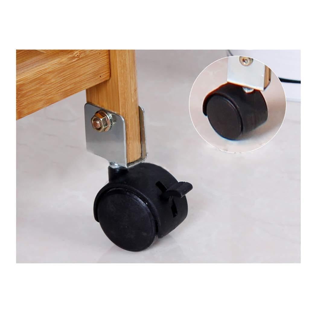 Carrello di Servizio in Legno con Ruote Bloccabili, Carrello da Pranzo A 4 Ripiani per Cucina, Hotel E Ristoranti, Organizer per Vassoi in Legno Massello per Case di Cura
