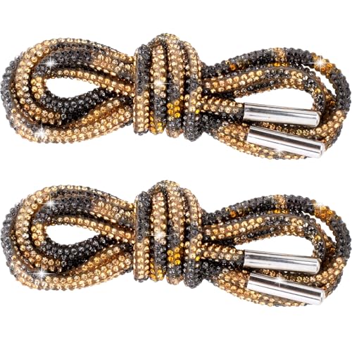Frundoo 2 Stück Glitzer Schnürsenkel, Strass Schnürsenkel 120cm, Diamant Seilriemen für Kapuze Seil Turnschuhe Laufschuhe Hoodie Bekleidungszubehör