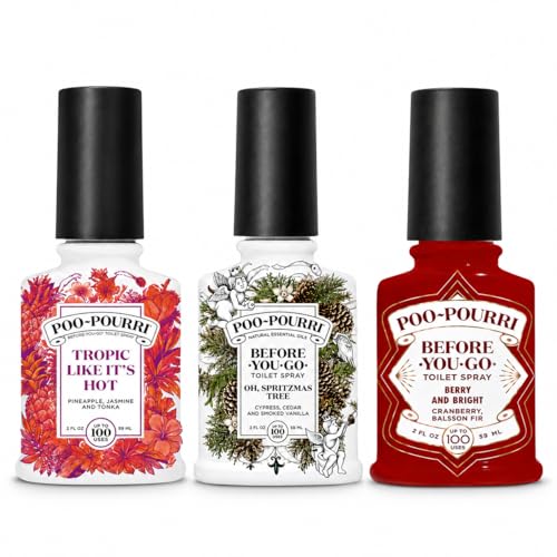 Poo-Pourri Before-You-Go Toilet Spray Spring 2 Oz Variety Pack Berry & Bright Peaches & Cream and Fir Flush