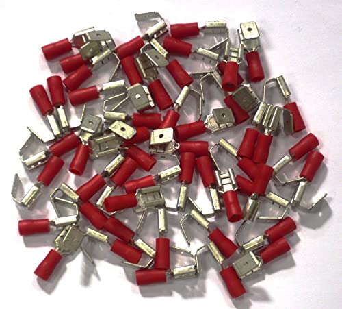 Giunti elettrici doppi, rosso, 6,3, Confezione di