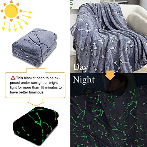 Kanguru Glow In The Dark Constellation Blanket, Christmas Thanksgiving Blanket Gifts For Birthday Kids Women Girls Boy Best Friend #TOP1