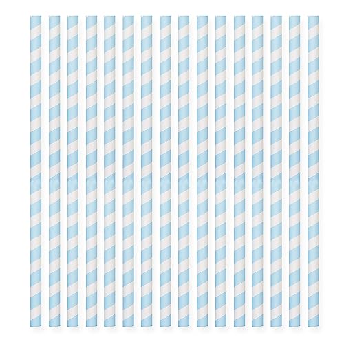 Image of AKH® Pastel Paper Straws | 50 Pack | Eco-Friendly Biodegradable Colorful Party Straws | Arty Decoration Accessories Drinking Straw Disposable Tableware (Blue)