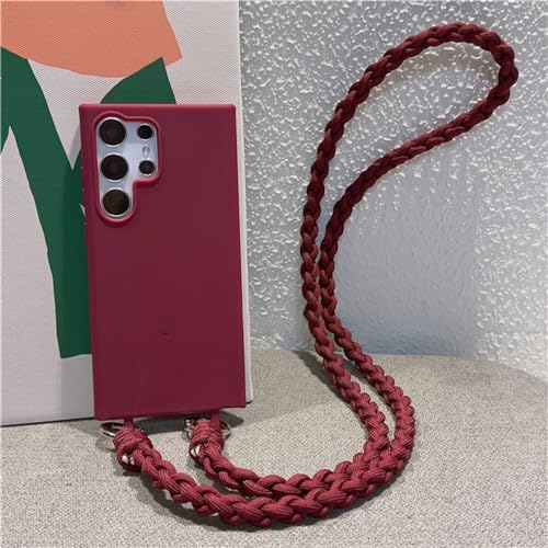 Étui cordon tressé Samsung Note 20 Ultra finition souple rouge vin élégant